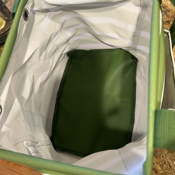 Thirty One Small Utility Tote - Green Cabana Stripe - Picture 2 of 2